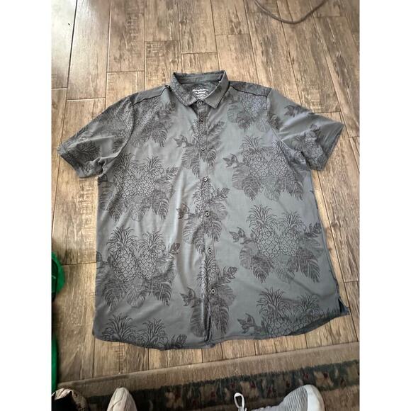 Tommy Bahama Men's Gray & Black Pina Grove Camp Button Down Shirt Size 3XLT - Picture 4 of 10